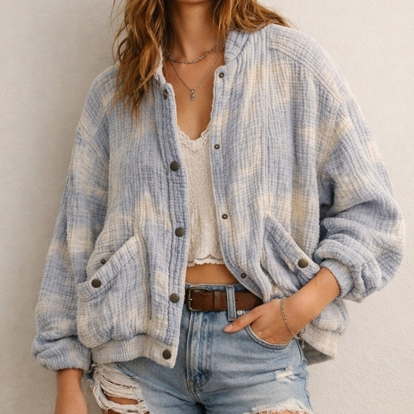 Universal Thread Jackets & Blazers - UNIVERSAL THREAD, Blue Cotton Gauze Tie-Dye Bomber | Sz XL| Runs Small!!! Boho